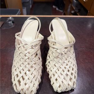 The Row Ivory Woven Heels